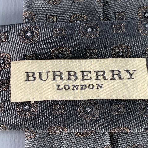 BURBERRY LONDON Grey Dots Silk Twill Tie