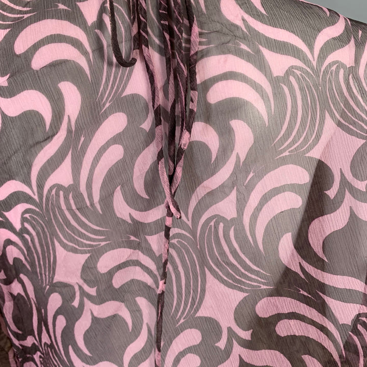 DRIES VAN NOTEN Size M Purple Mauve Silk Embellishment Asymmetrical Halter Blouse