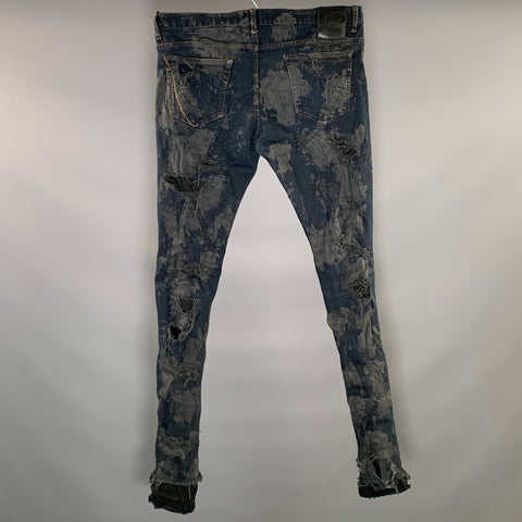 FAGASSENT by TOSHIKI AOKI Size 36 Navy Grey Splattered Cotton Blend Jeans