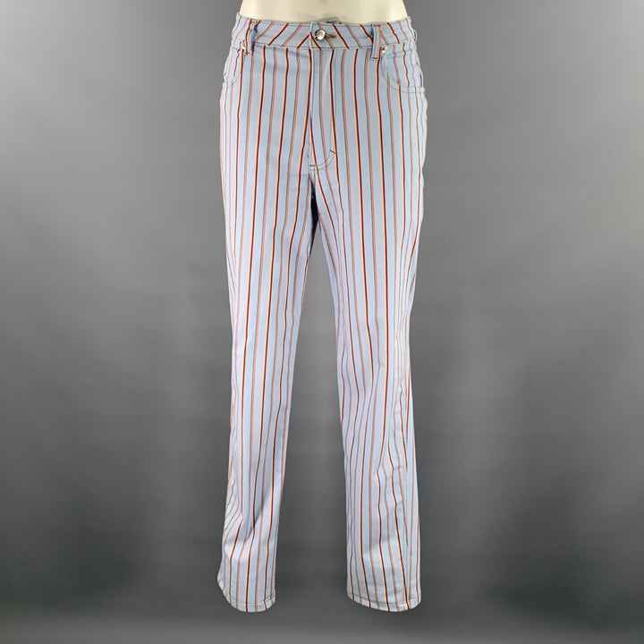 ECKHAUS LATTA Size 30 Light Blue Cotton Blend Stripe Pants