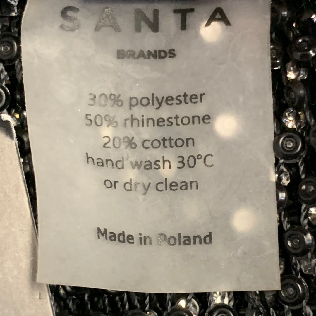 SANTA BRANDS Size XS/S Black Silver Polyester Blend Rhinestones Straight Casual Pants