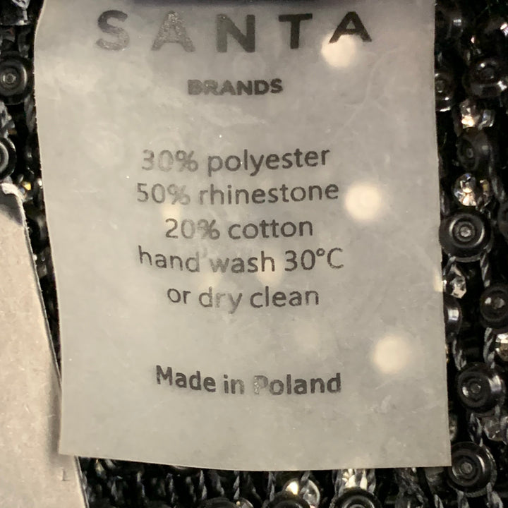 SANTA BRANDS Size XS/S Black Silver Polyester Blend Rhinestones Straight Casual Pants