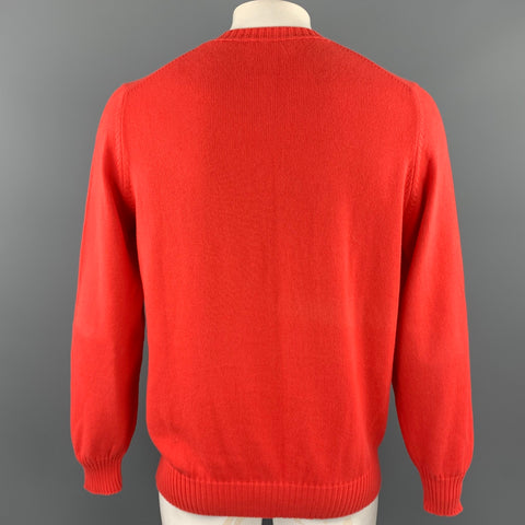 BRUNELLO CUCINELLI Talla 44 Jersey de punto de algodón con cuello redondo naranja