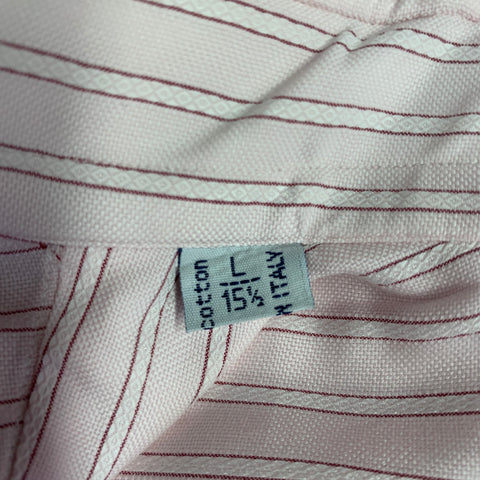 BRIONI Size L Pink Stripe Cotton Button Up Long Sleeve Shirt