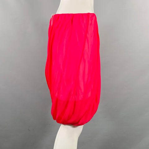 HELMUT LANG Size M Pink Silk Bubble Hem Skirt