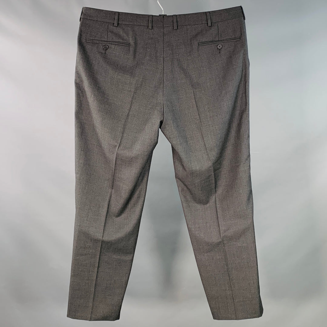 POLO by RALPH LAUREN Size XL Charcoal Grey Woven Virgin Wool Tapered Zip Fly Dress Pants