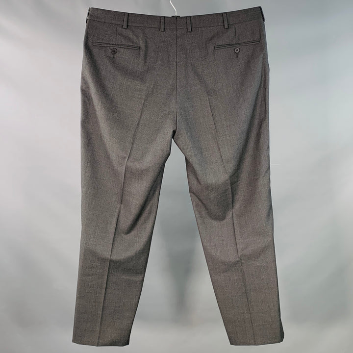 POLO by RALPH LAUREN Size XL Charcoal Grey Woven Virgin Wool Tapered Zip Fly Dress Pants