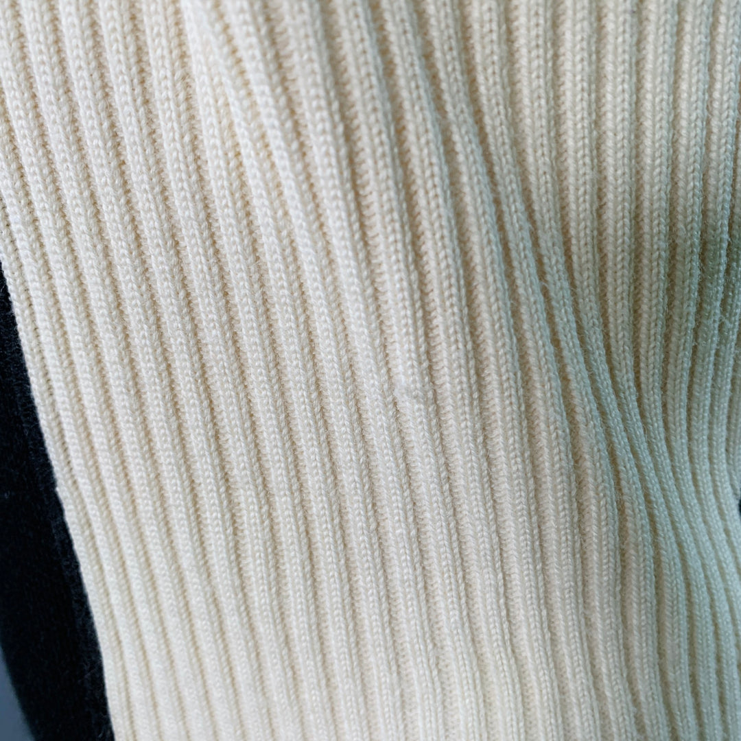 JEAN PAUL GAULTIER Size S Cream Green Wool Blend Knit Color Block Athletic Sweater