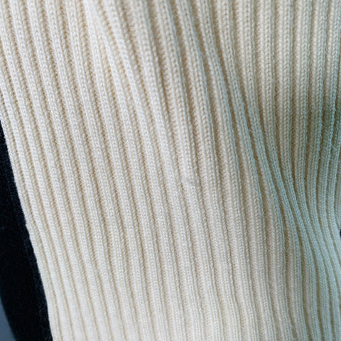 JEAN PAUL GAULTIER Size S Cream Green Wool Blend Knit Color Block Athletic Sweater