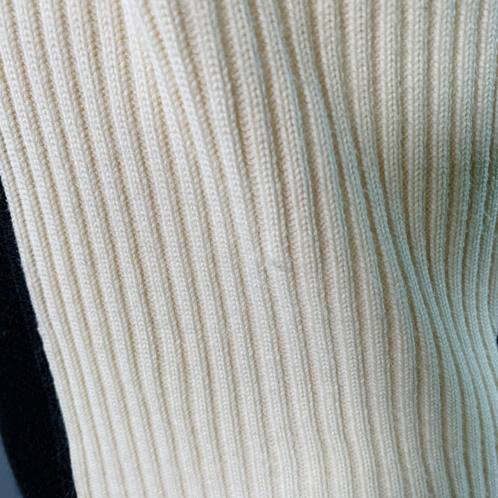 JEAN PAUL GAULTIER Size S Cream Green Wool Blend Knit Color Block Athletic Sweater