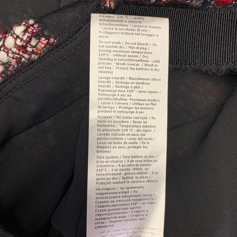 LUISA SPAGNOLI Manteau simple boutonnage en mélange de laine bouclée noir, rouge et blanc - Taille 10