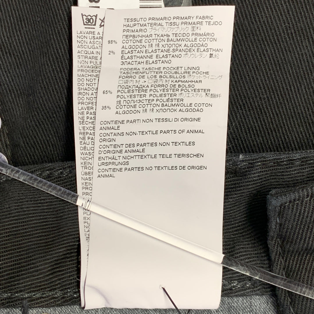 JUST CAVALLI Size 26 Black Silver Cotton Blend Denim Studded Button Fly Jeans