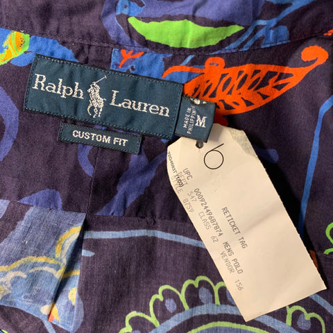 RALPH LAUREN Size M Navy Blue Floral Paisley Long Sleeve Shirt