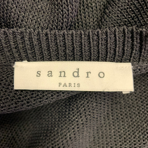 SANDRO Size S Black Viscose Nylon See Through Long Sleeve Pullover