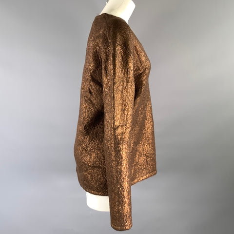 TOM FORD Size XS Brown Bronze Mohair Blend Metallic V Neck Sweater Womens