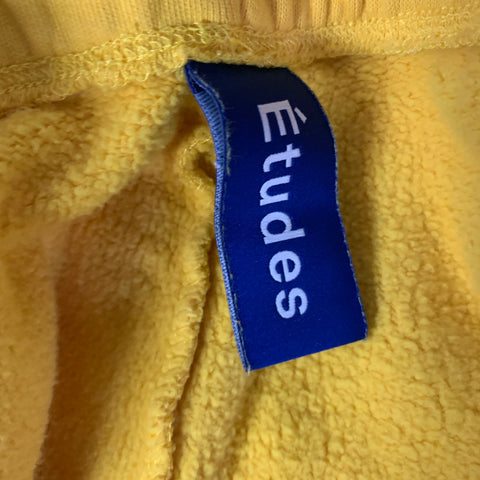 ETUDES Size L Yellow Black Stars Cotton Elastic Waistband Casual Pants