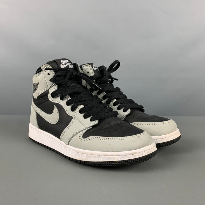 NIKE Baskets montantes en cuir color block gris et noir, taille 6Y