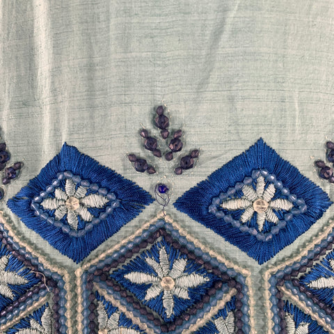 DRIES VAN NOTEN Size 4 Blue Light Blue Silk Embroidered Sleeveless Casual Top