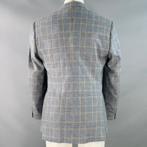 WALKER SLATER Size 40 Regular Blue White Yellow Glenplaid Sport Coat