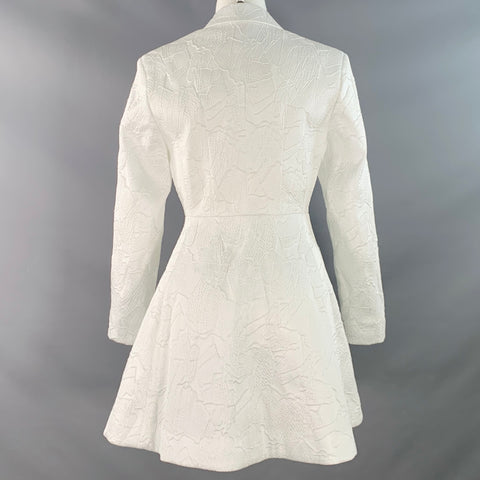 ROTATE Size M White Polyester Blend Jacquard Double Breasted Jacket