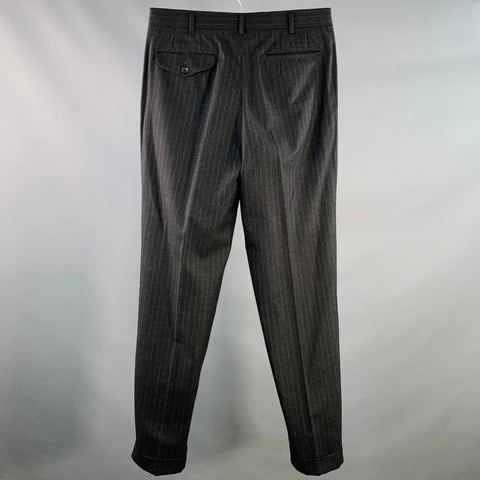COMME des GARCONS HOMME PLUS Size M Black Grey Pinstripe Wool Dress Pants