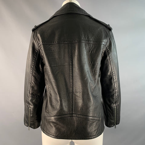 VINCE Size S Black Leather Lambskin Biker Jacket