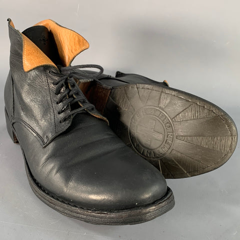 FIORENTINI + BAKER Size 10 Black Leather Lace-Up Ankle Boots