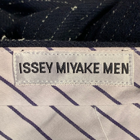ISSEY MIYAKE Vintage Size L Navy Pinstripe Wool Blend Notch Lapel Suit