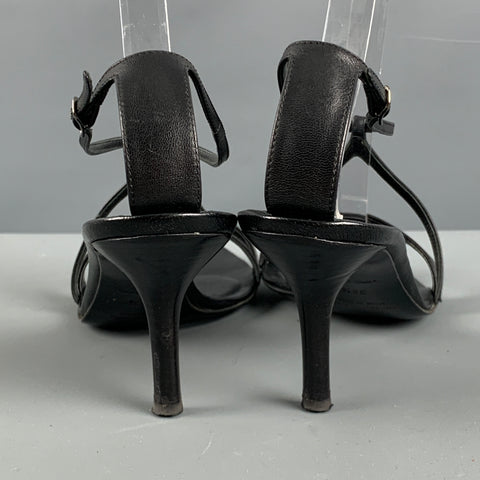 HELMUT LANG Talla 8.5 Sandalias de cuero negro