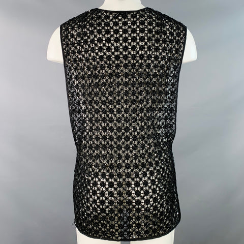DRIES VAN NOTEN Size M Black Beaded Cotton Snaps Vest
