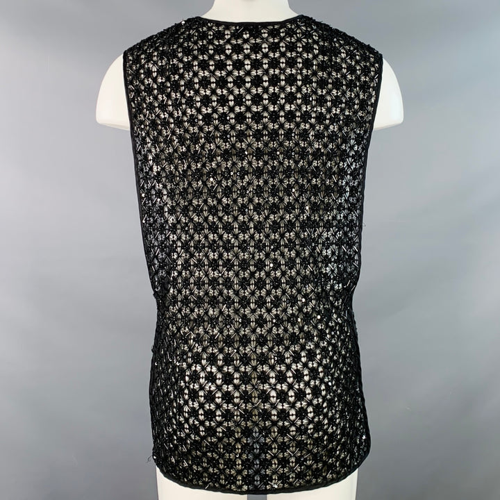 DRIES VAN NOTEN Size M Black Beaded Cotton Snaps Vest