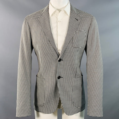 GIORGIO ARMANI Size 38 Regular Black White Nailhead Notch Lapel Sport Coat