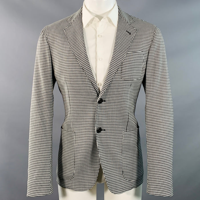 GIORGIO ARMANI Size 38 Regular Black White Nailhead Notch Lapel Sport Coat