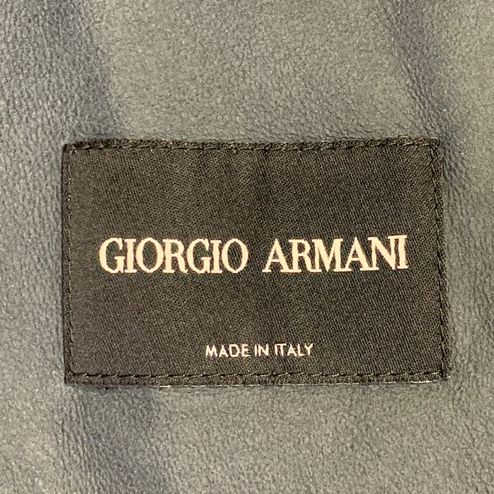 GIORGIO ARMANI Size 42 Navy Lambskin Leather Hidden Snaps Shirt Jacket