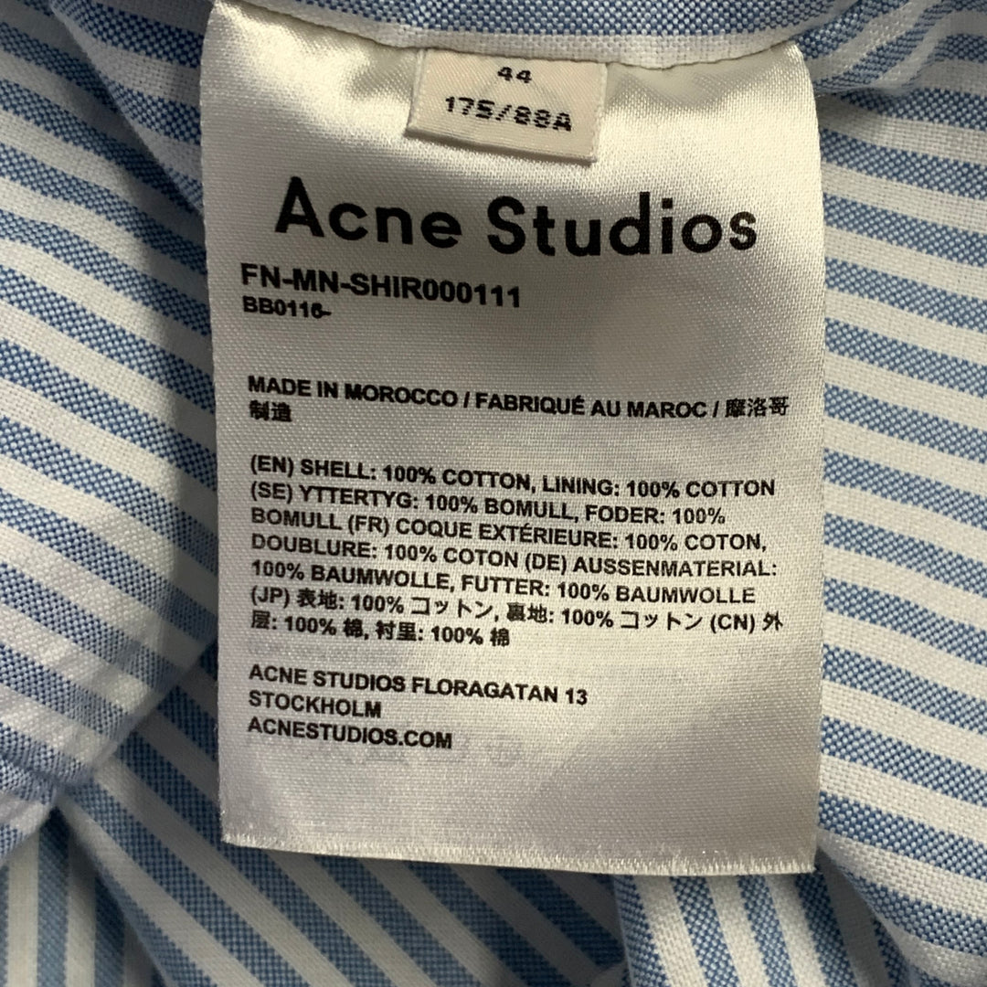 ACNE STUDIOS Size XS Blue White Stripe Cotton One pocket Long Sleeve Shirt