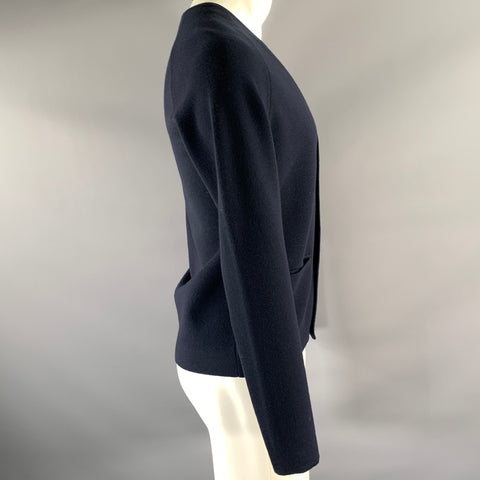 DRIES VAN NOTEN Size S Navy Knit Merino Wool V-Neck Cardigan