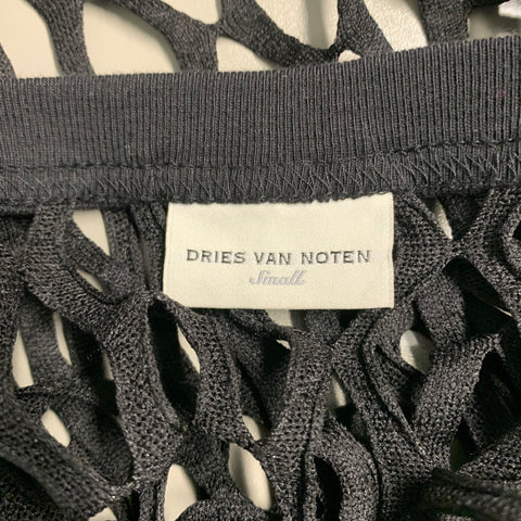 DRIES VAN NOTEN Size S Black Mesh Polyester Short Sleeve Vest