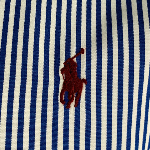 POLO by RALPH LAUREN Size L Blue White Stripe Cotton Long Sleeve Shirt