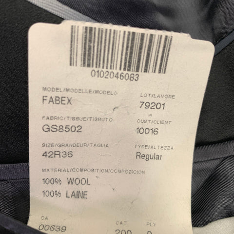 DUCKIE BROWN Size 42 Navy Black Wool Tuxedo Sport Coat