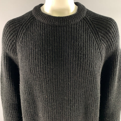 JAMES COWARD Size XL Black Ribbed Wool Raglan Sweater