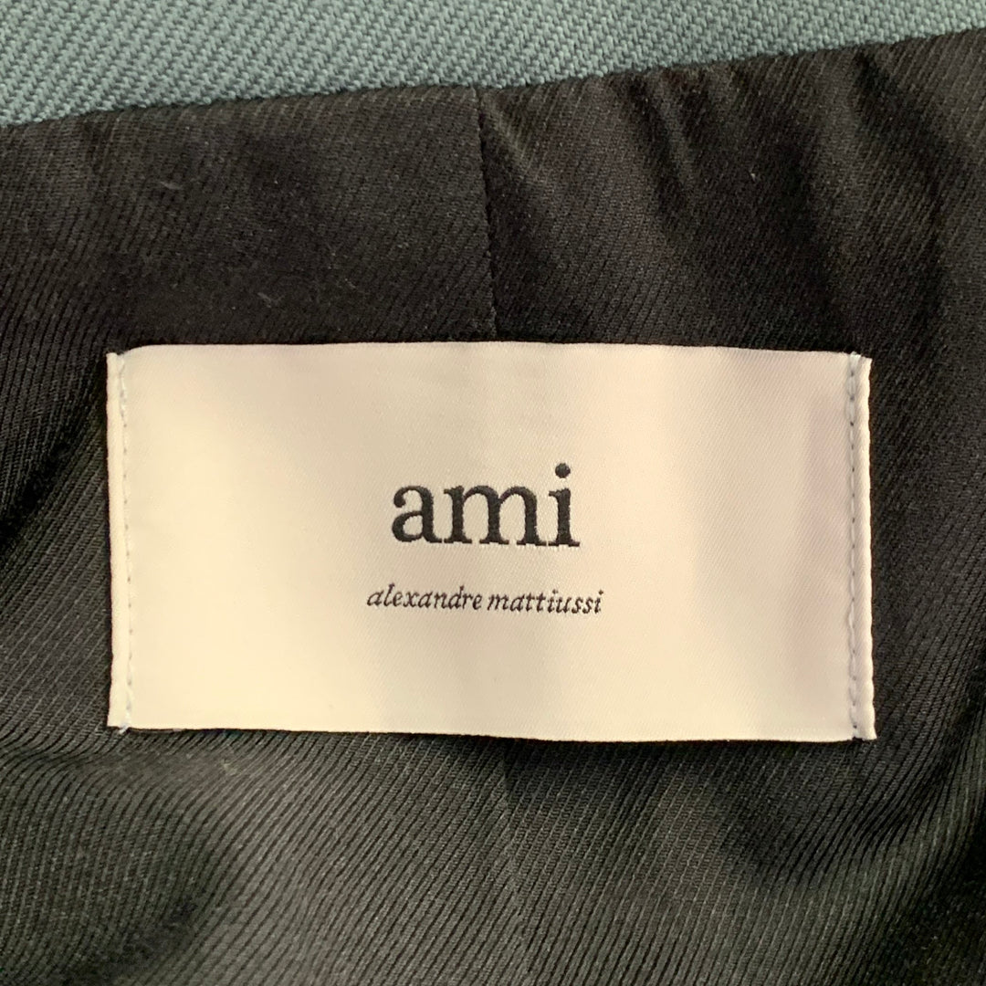 AMI by ALEXANDRE MATTIUSSI Size 36 Teal Wool Twill Double Breasted Sport Coat