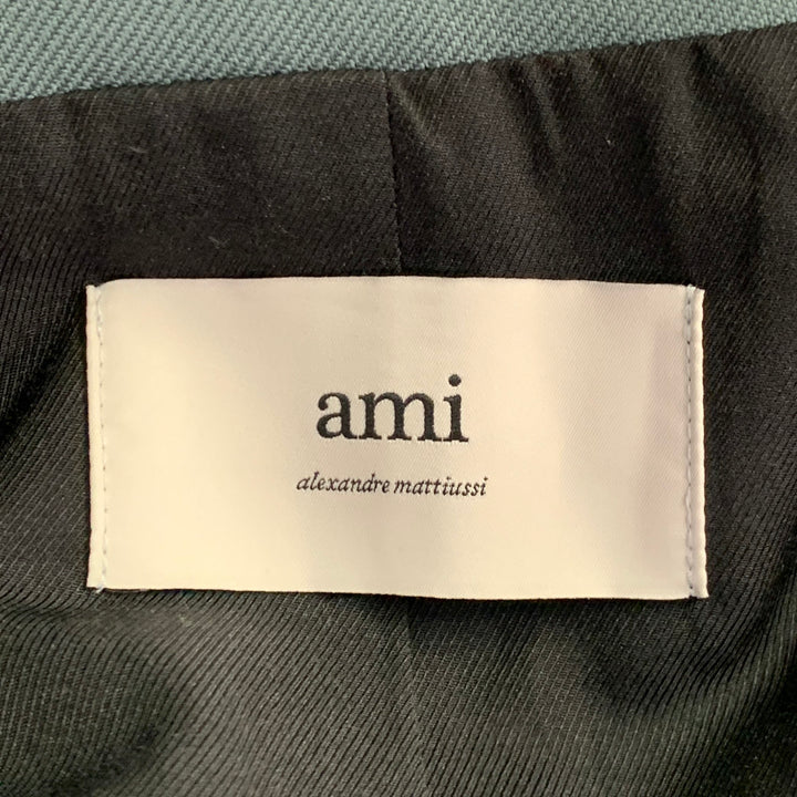 AMI by ALEXANDRE MATTIUSSI Size 36 Teal Wool Twill Double Breasted Sport Coat