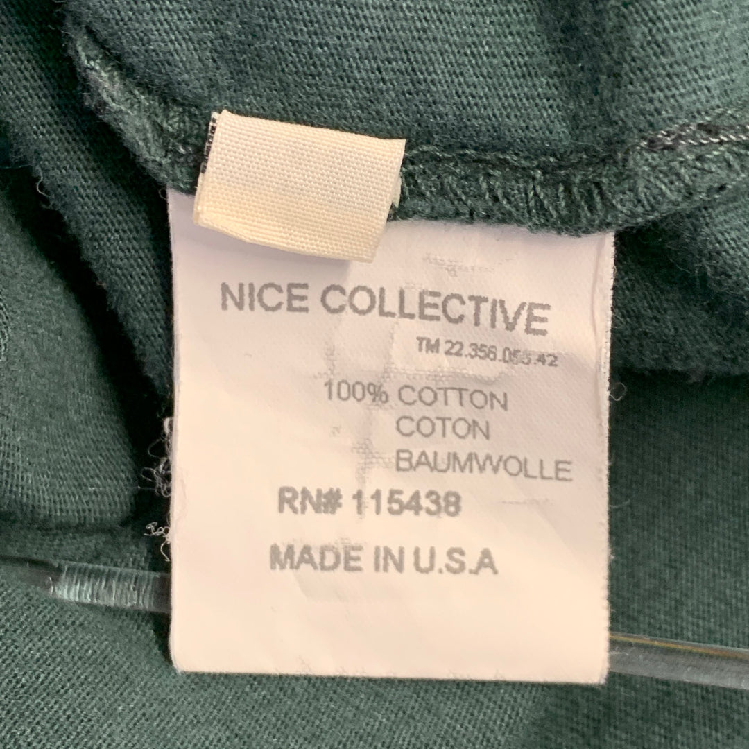 NICE COLLECTIVE Size M Green Cotton Asymmetrical One Pocket Sweatshirt