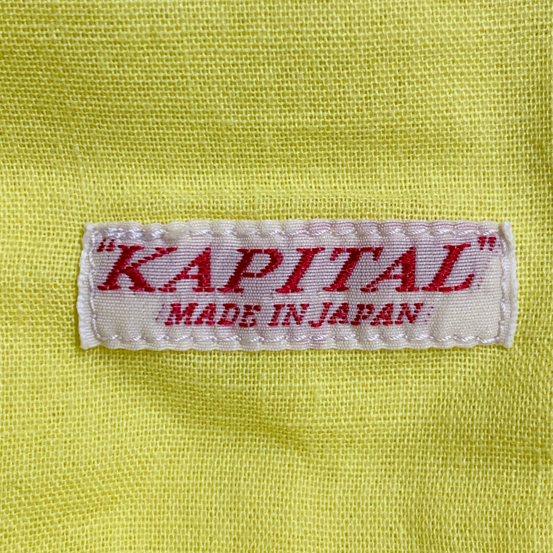 KAPITAL Size L Yellow Cotton Two Pockets Oversized Long Sleeve Shirt Jacket