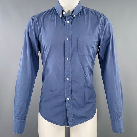 BAND OF OUTSIDERS Size M Blue Cotton One Pocket Long Sleeve Shirt