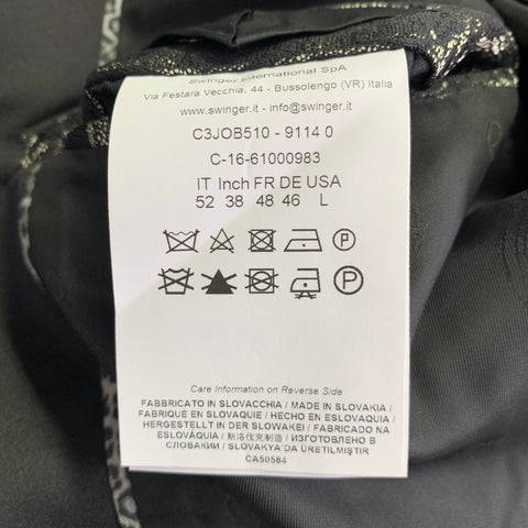 CAVALLI CLASS Size 42 Black Metallic Jacquard Polyester Blend Sport Coat