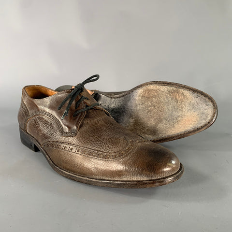 JOHN VARVATOS Size 9.5 Brown Wingtip Leather Oxford Lace Up Shoes