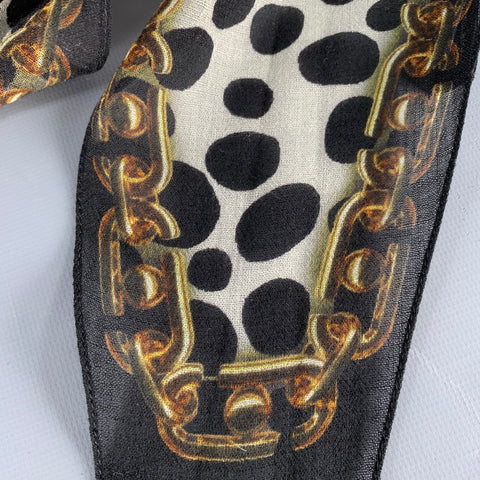 MARC JACOBS Black White Brown Dots Chain Scarf