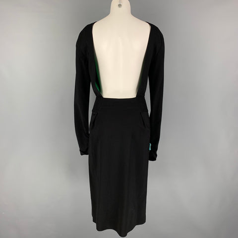 PAUL SMITH Size 4 Black Jersey Beaded Open Back Long Dress