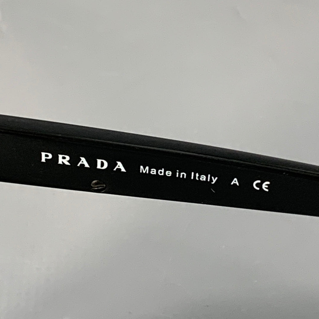 PRADA Black Silver Acetate Metal Semi Rimless Sunglasses